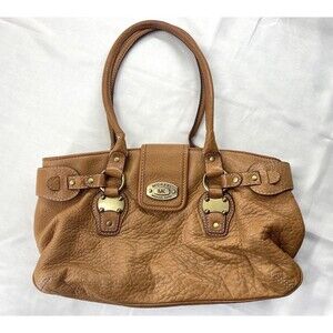 Michael Kors Camel Brown Leather Hamilton AV-1301 Tote Pebbled Handbag Purse